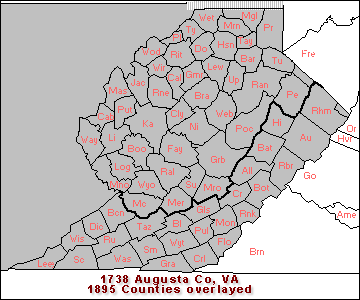 Augusta Co, VA with 1895 Counties overlayed